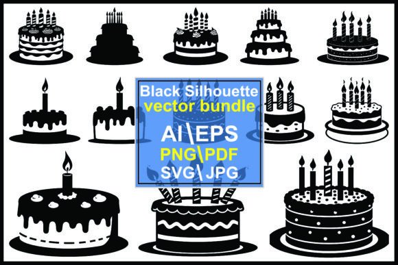 A Birthday Cake Event Silhouette for Clean Editorial Graphics