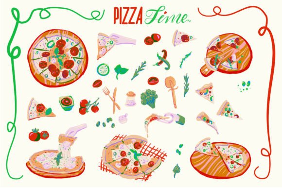 A Graphic Designer's Take on Whimsical Pizza Time Illustrations