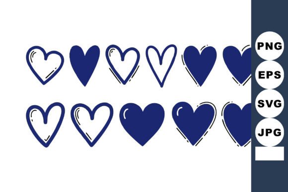 Blue Hearts Vector Set: Hand-Drawn Graphics & Illustrations