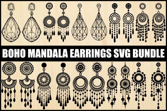 Boho Mandala Earrings SVG Bundle: Graphics & Illustrations for Editorial Impact