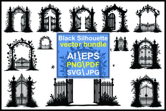 Elegant Garden Gate Silhouette: A Crafting Gem