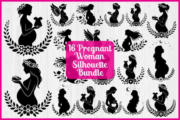 Elegant Pregnancy Silhouette Graphics for Branding & Illustrations