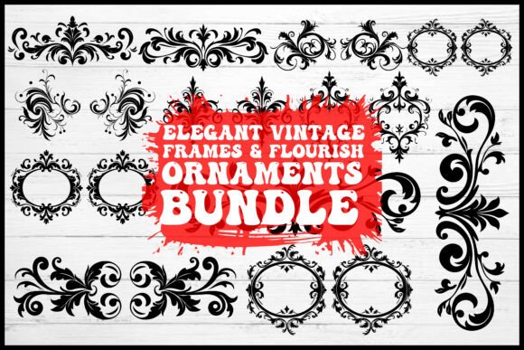 Elegant Vintage Frames Flourish Orname Graphics