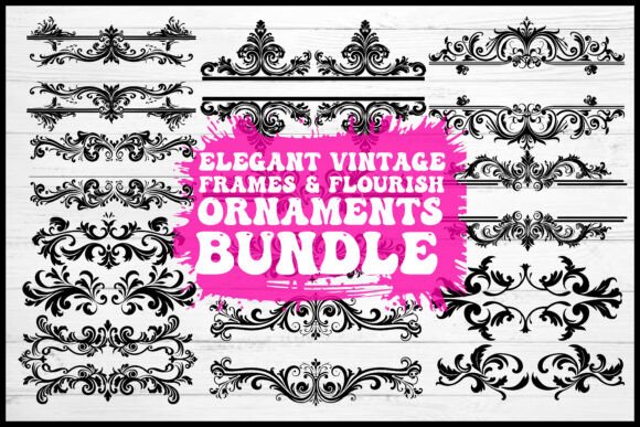 Elegant Vintage Frames Ornaments Bundle: Graphics & Illustrations