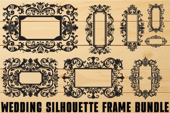Elegant Wedding Frame Silhouettes Set: Graphics & Illustrations