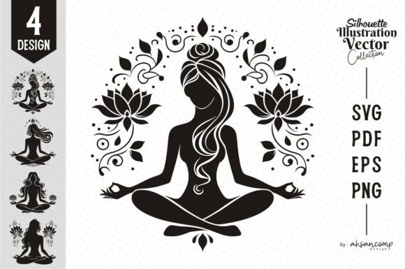 Elegant Yoga Silhouette 1: Graphics & Illustrations for Wellness Brands