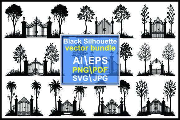 Gate Silhouette: Ornate Illustrations for Premium Branding