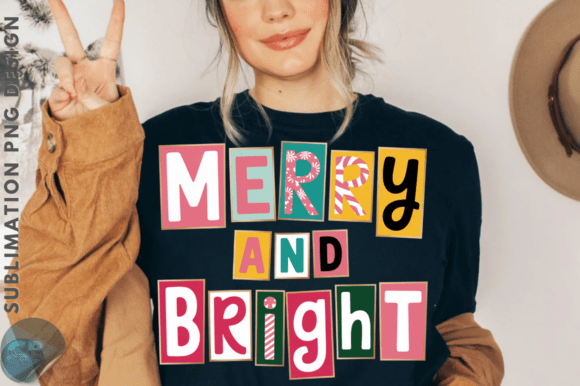 Glitter Merry and Bright Doodles PNG Graphics & Illustrations