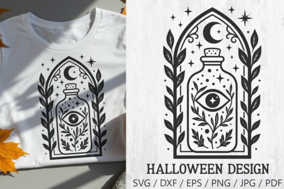 Halloween Potion Bottle Stained Glass Graphics & Illustrations