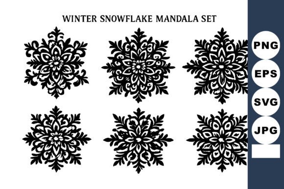 Handmade Winter Elegance: Snowflake Mandala Graphics