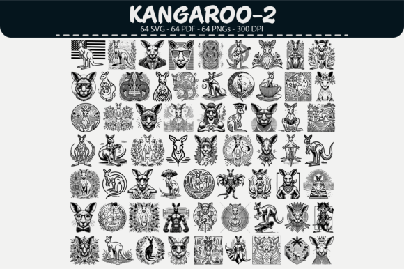 Kangaroo Vector Clipart – 64 Designs: Graphics & Illustrations