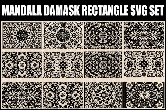 Mandala Damask Rectangle SVG Set: Graphics & Illustrations