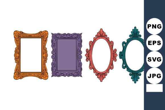 Ornate Vintage Frame Designs in Orange P: Graphics & Illustrations