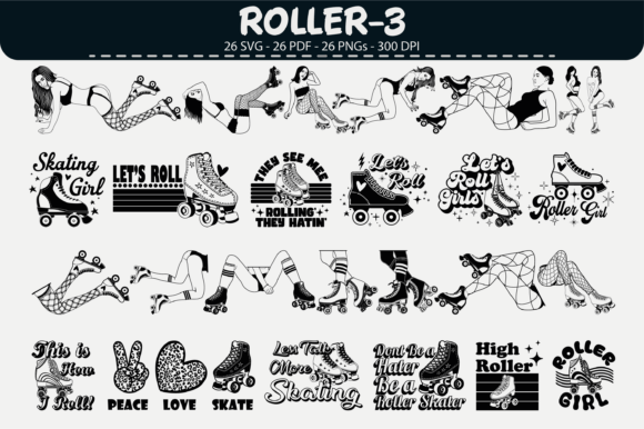 Roller Skating Vector Clipart– 26 Design: Graphics & Illustrations