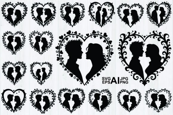 Set of Silhouette Valentine’s Day Love Graphics