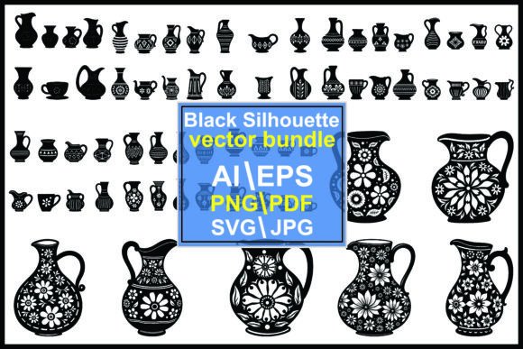 Silhouette Vase Pottery Design Art Set: Graphics & Illustrations