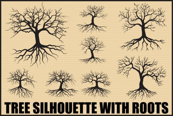 Tree Silhouette with Roots Vector: Graphics & Illustrations for Authentic Branding