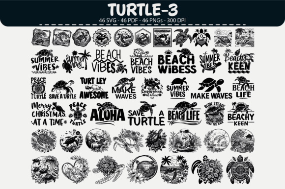 Turtle Vector Clipart – 46 Designs: Graphics & Illustrations
