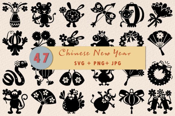 Whimsical Lunar New Year Festival SVG Graphics